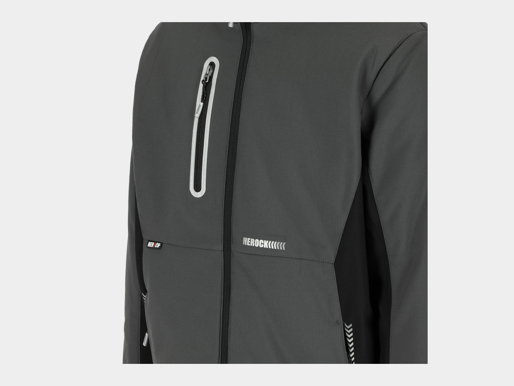 Herock - CHAQUETA TARIS - L GRIS ANTRACITA/NEGRO Tejido laminado: 300 g/m² - Exterior: 100% poliéster Ripstop con estiramiento mecánico - Interior: 100% microfelpa de poliéster - Acolchado: 100% poliéster - Forro: 100% poliéster - Forro interior reflectante de calor: 100% malla de poliéster - Imagen 8