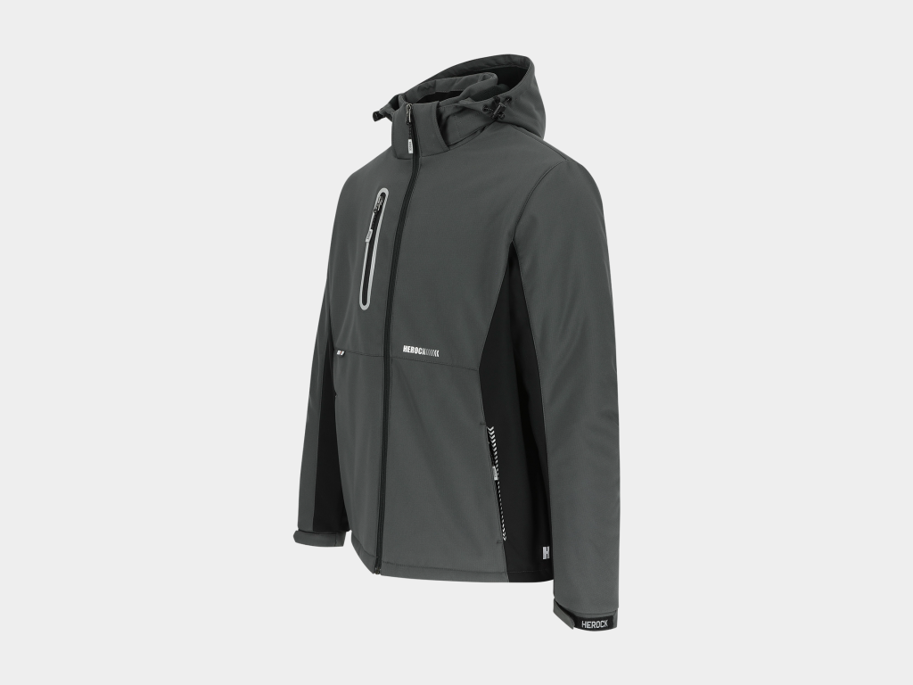 Herock - CHAQUETA TARIS - L GRIS ANTRACITA/NEGRO Tejido laminado: 300 g/m² - Exterior: 100% poliéster Ripstop con estiramiento mecánico - Interior: 100% microfelpa de poliéster - Acolchado: 100% poliéster - Forro: 100% poliéster - Forro interior reflectante de calor: 100% malla de poliéster - Imagen 3