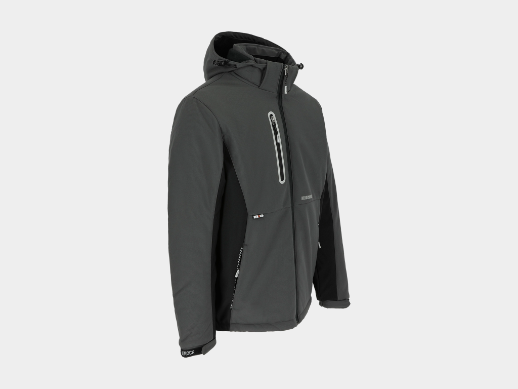 Herock - CHAQUETA TARIS - L GRIS ANTRACITA/NEGRO Tejido laminado: 300 g/m² - Exterior: 100% poliéster Ripstop con estiramiento mecánico - Interior: 100% microfelpa de poliéster - Acolchado: 100% poliéster - Forro: 100% poliéster - Forro interior reflectante de calor: 100% malla de poliéster - Imagen 2