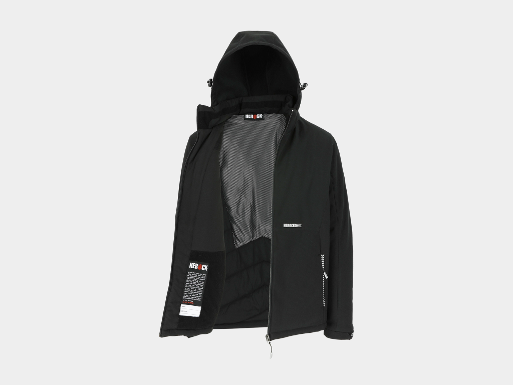 Herock - CHAQUETA TARIS - XS NEGRO Tejido laminado: 300 g/m² - Exterior: 100% poliéster Ripstop con estiramiento mecánico - Interior: 100% microfelpa de poliéster - Acolchado: 100% poliéster - Forro: 100% poliéster - Forro interior reflectante de calor: 100% malla de poliéster - Imagen 4