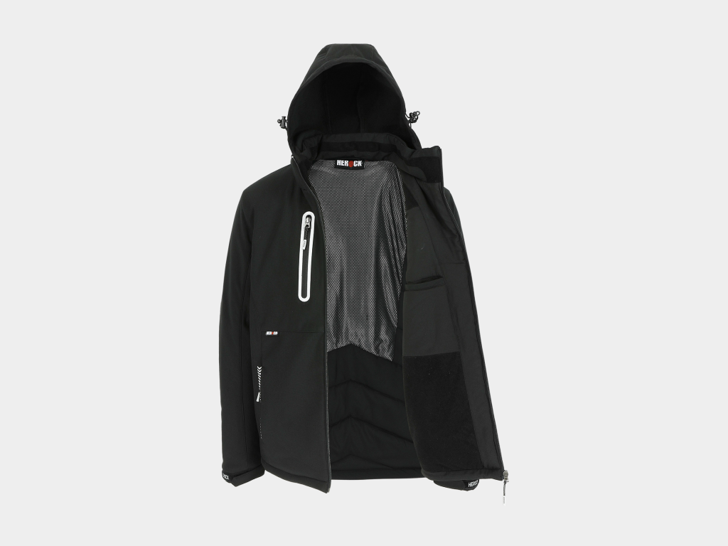 Herock - CHAQUETA TARIS - XS NEGRO Tejido laminado: 300 g/m² - Exterior: 100% poliéster Ripstop con estiramiento mecánico - Interior: 100% microfelpa de poliéster - Acolchado: 100% poliéster - Forro: 100% poliéster - Forro interior reflectante de calor: 100% malla de poliéster - Imagen 5