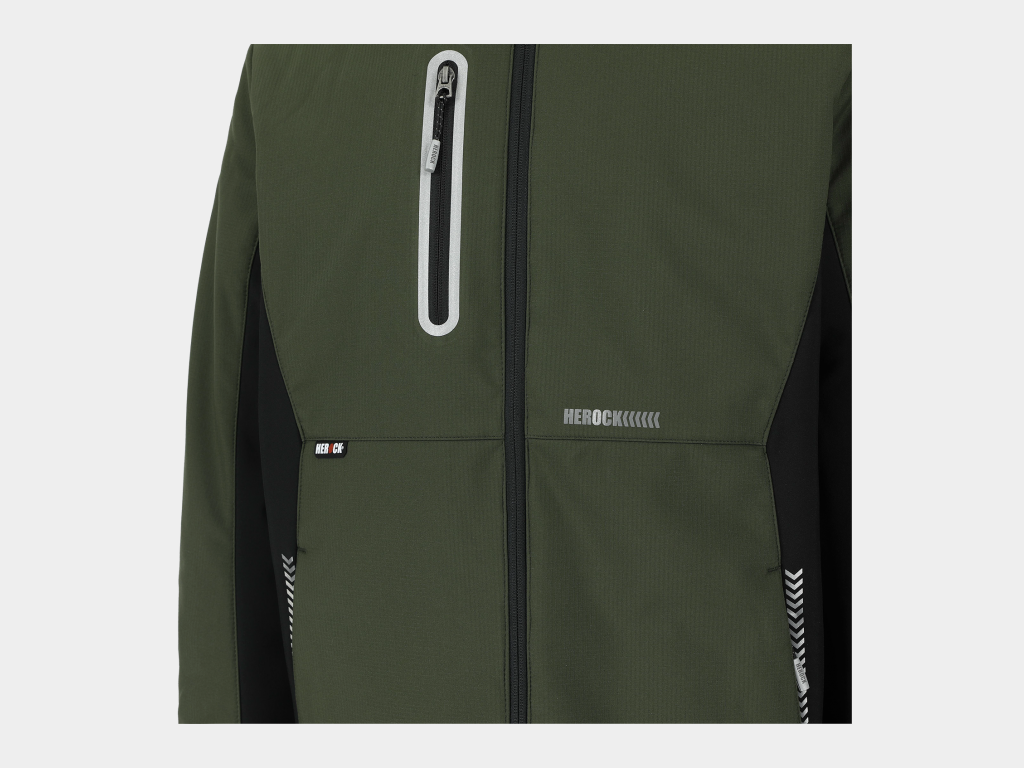 Herock - CHAQUETA TARIS - L CAQUI OSCURO/NEGRO Tejido laminado: 300 g/m² - Exterior: 100% poliéster Ripstop con estiramiento mecánico - Interior: 100% microfelpa de poliéster - Acolchado: 100% poliéster - Forro: 100% poliéster - Forro interior reflectante de calor: 100% malla de poliéster - Imagen 6