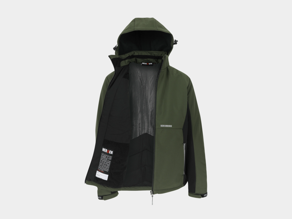 Herock - CHAQUETA TARIS - L CAQUI OSCURO/NEGRO Tejido laminado: 300 g/m² - Exterior: 100% poliéster Ripstop con estiramiento mecánico - Interior: 100% microfelpa de poliéster - Acolchado: 100% poliéster - Forro: 100% poliéster - Forro interior reflectante de calor: 100% malla de poliéster - Imagen 4