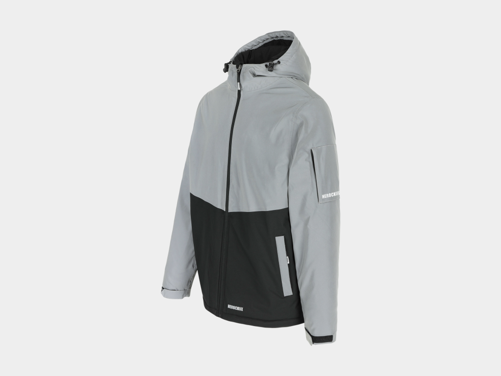 Herock - CHAQUETA FLUXUS - L GRIS REFLECTANTE/NEGRO Tejido reflectante 100% poliéster + menbrana TPU, Tejido contraste sarga 100% poliéster elástico + TPU - Imagen 2