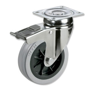GAYNER - Rotante inox girt d.100 Goma con freno BIPG3 100 PGL3-FD
