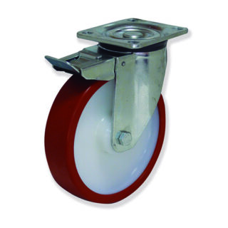 GAYNER - Rotante inox girt d.200 Poliuretano con freno KIPG5 200 NPX5-FD