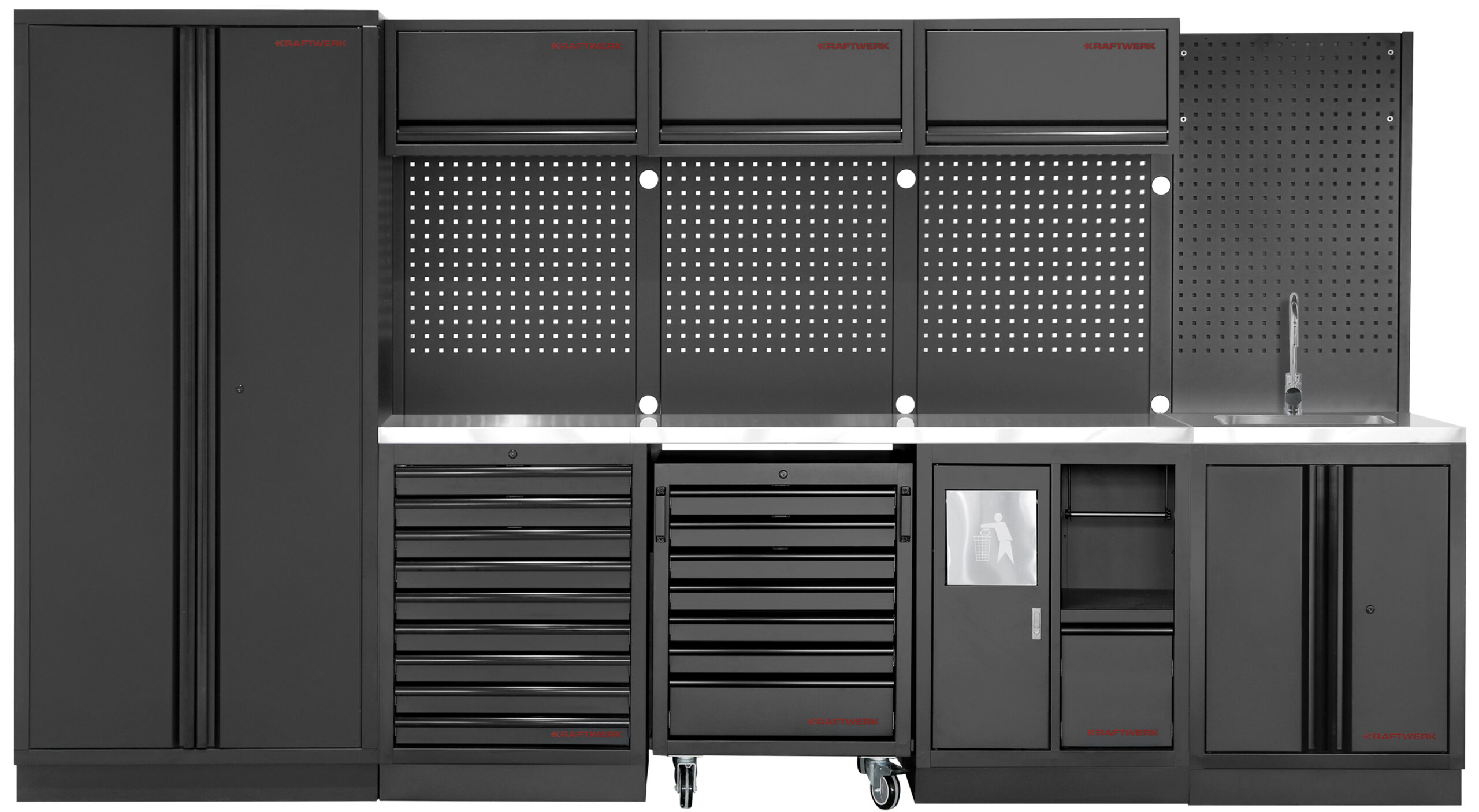 KRAFTWERK - MOBILIO BLK SANITORY Mueble modular 4 elementos con fregadero, Encimera Acero Inox