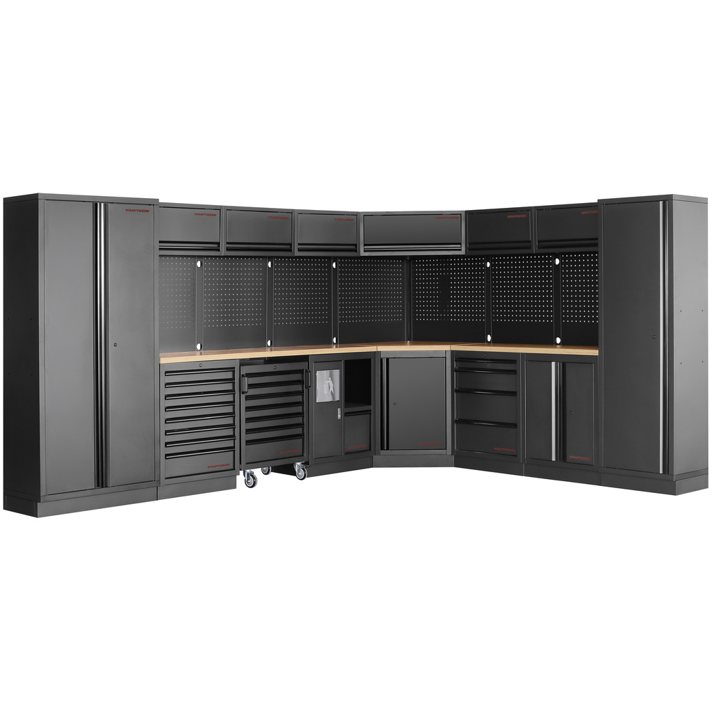KRAFTWERK - MOBILIO BLK mueble modular 8 elementos (1 esquina), Encimera Haya
