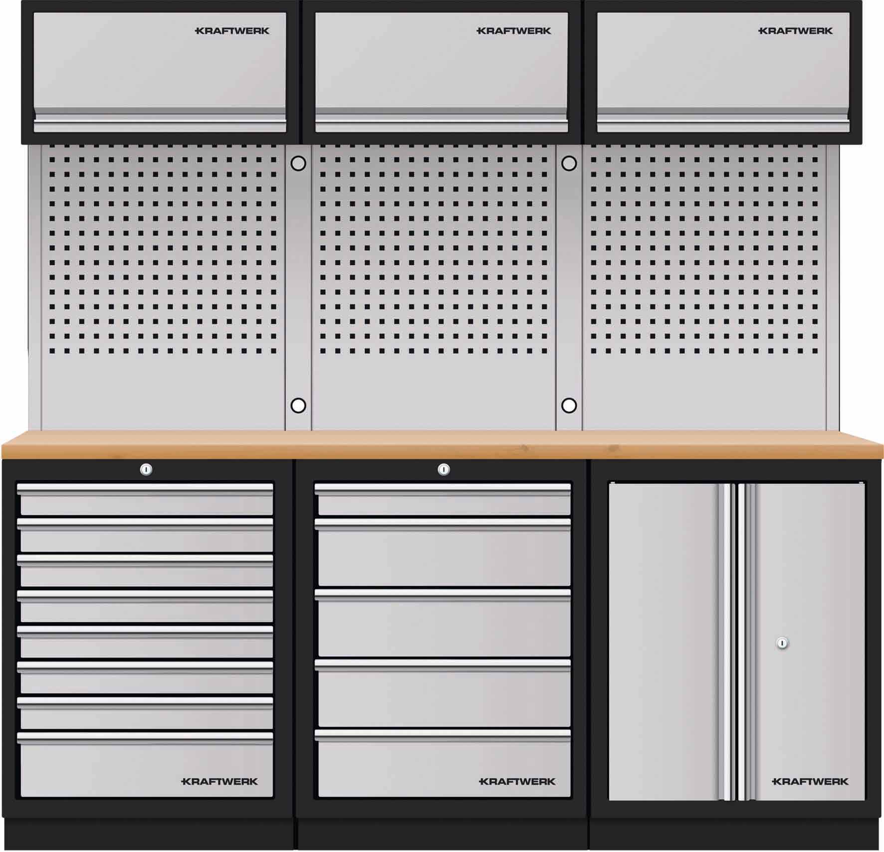KRAFTWERK - MOBILIO, Mueble modular 3 elementos, 2000x2040x488 Encimera Haya