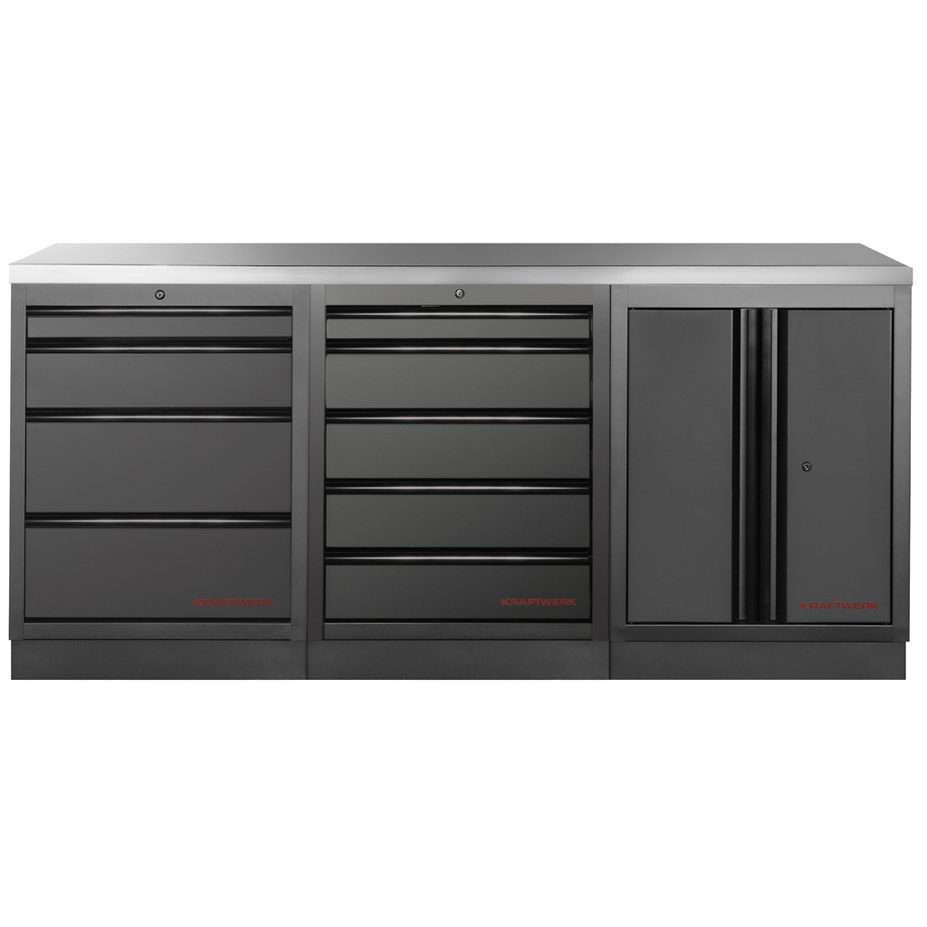 KRAFTWERK - MOBILIO BLK Mueble modular 3 elementos, Encimera Acero inoxidable