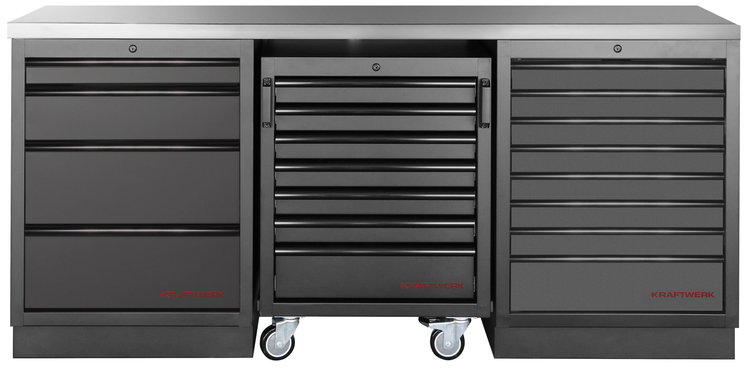 KRAFTWERK - MOBILIO BLK Mueble modular 3 elementos, Encimera Acero inoxidable