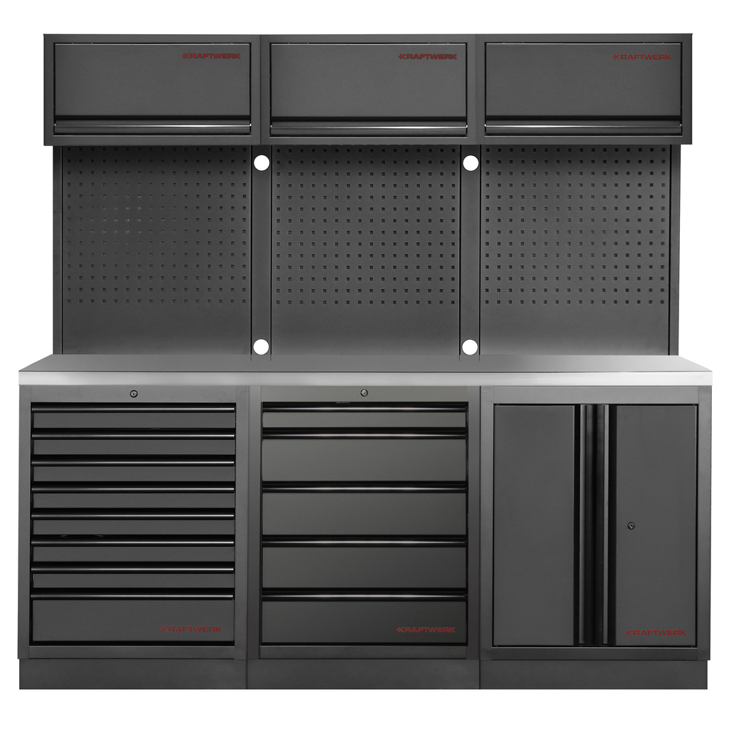 KRAFTWERK - MOBILIO BLK Mueble modular 3 elementos, Encimera Acero inoxidable