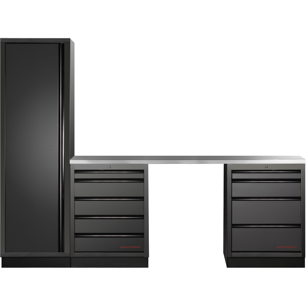 KRAFTWERK - MOBILIO BLK Mueble modular 3 elementos, Encimera Acero inoxidable