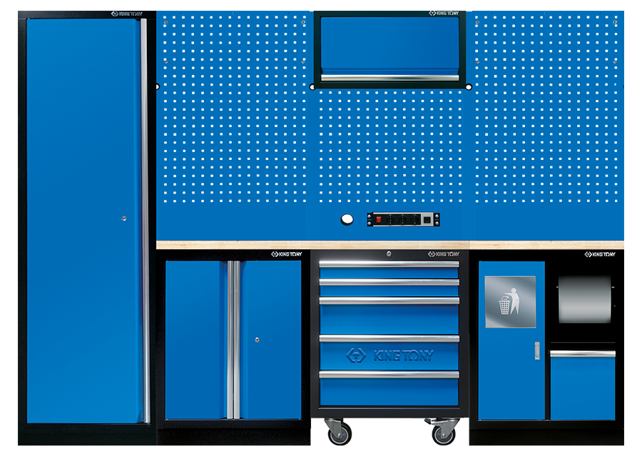 KING TONY - Mobiliario de taller 3 muebles - color azul
