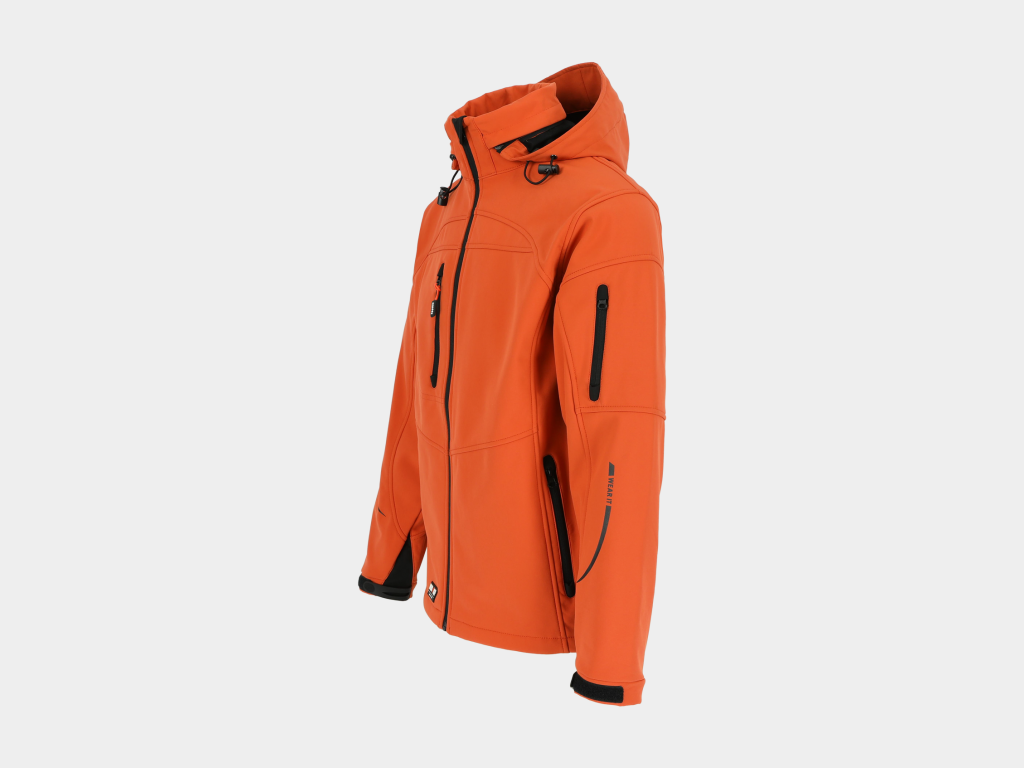 Herock - CHAQUETA POSEIDON - S NARANJA Tejido laminado: 290 g/m² - Exterior: 94% poliéster - 6% elastano - Interior: 100% forro polar micro-fleece de poliéster - Imagen 2
