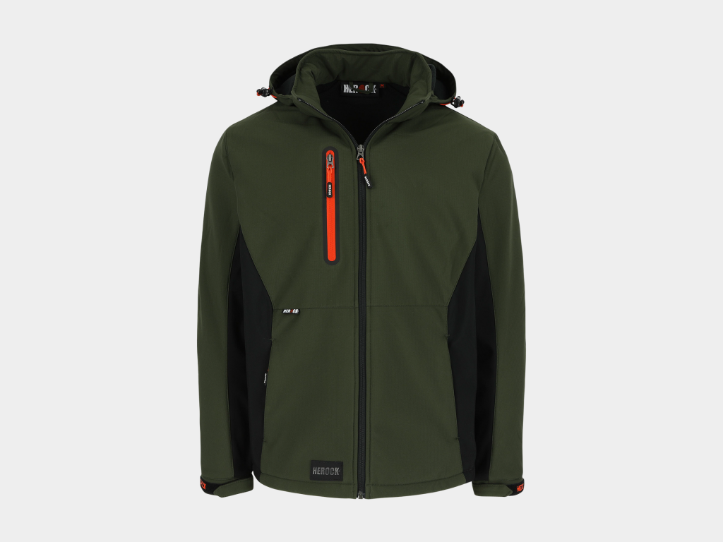 Herock - CHAQUETA TRYSTAN - XL CAQUI OSCURO/NEGRO Tejido laminado 300 /m2 - Exterior: 100% poliéster Ripstop con estiramiento mecánico - Interior: 100% forro polar micro-fleece de poliester