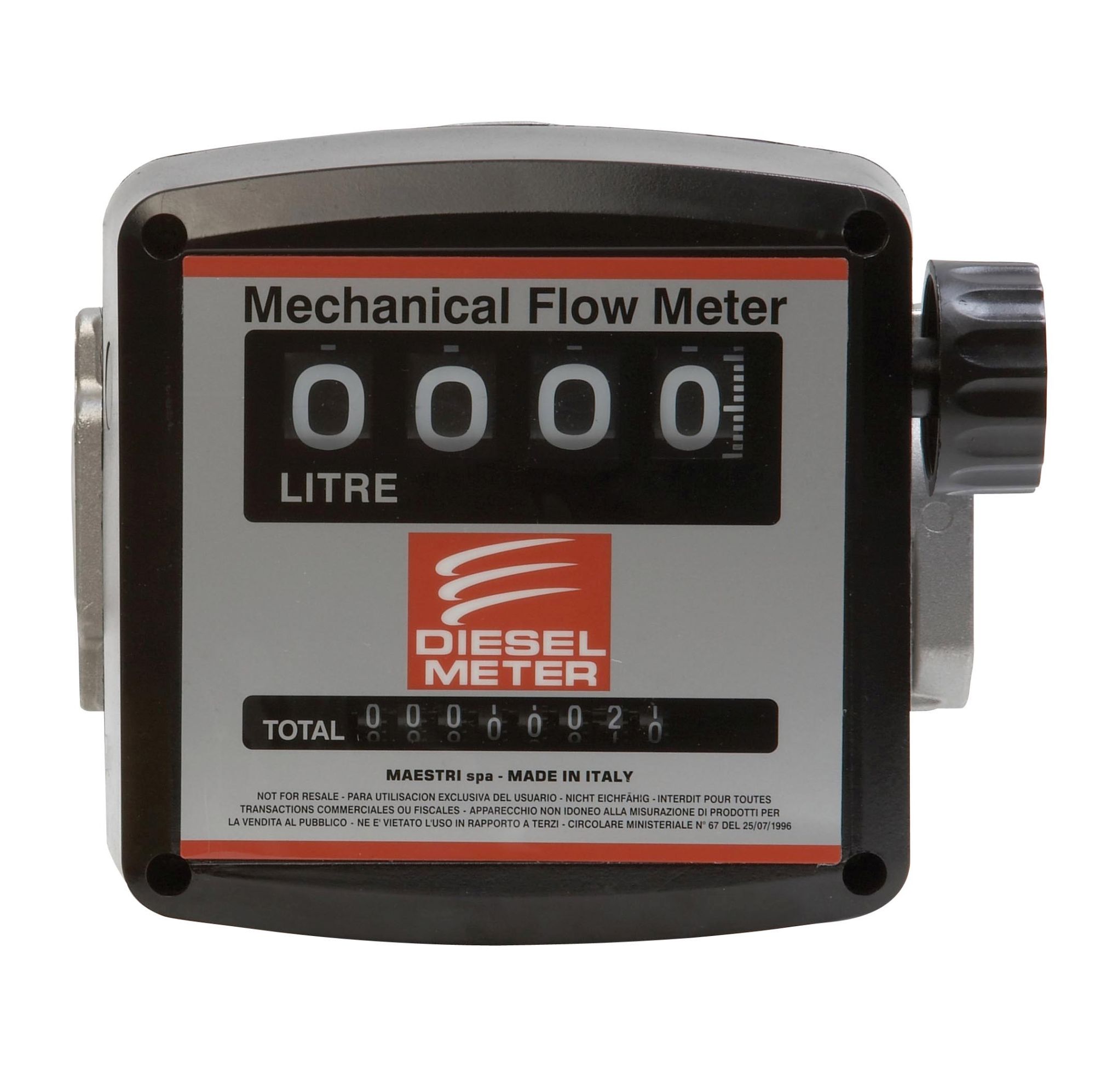 FAHERMA - Contador análogico de gasoil horizontal 120 l/m (4 dígitos)