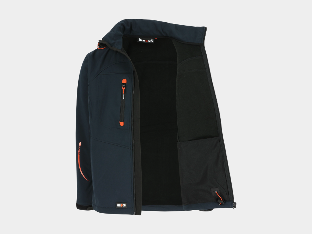 Herock - CHAQUETA POSEIDON - XL AZUL MARINO Tejido laminado: 290 g/m² - Exterior: 94% poliéster - 6% elastano - Interior: 100% forro polar micro-fleece de poliéster - Imagen 8