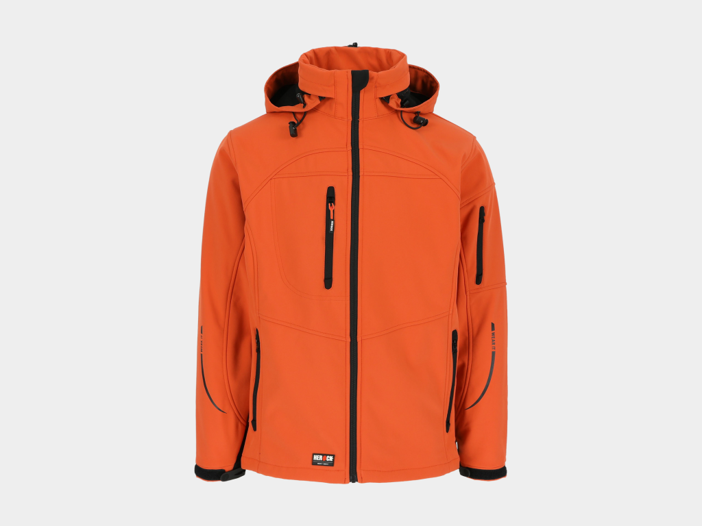 Herock - CHAQUETA POSEIDON - S NARANJA Tejido laminado: 290 g/m² - Exterior: 94% poliéster - 6% elastano - Interior: 100% forro polar micro-fleece de poliéster - Imagen 3