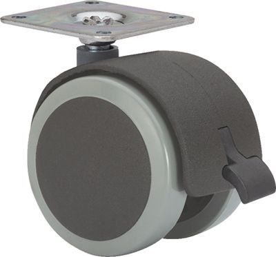 ALEX - RUEDA GIRATORIA.PLACA FRENO 42 x 42 10DKPUF50 NYLON-POLIUR.NEGRO/GRIS