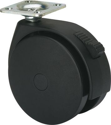 ALEX - RUEDA GIRATORIA.PLACA FRENO 10DKGF100 POLIAMIX NEGRO