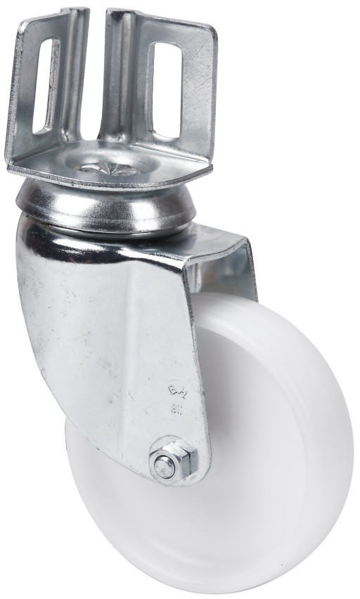 ALEX - RUEDA GIRATORIA.PLETINA ANGULAR 16BH80-SL PLASTICO BLANCO EJE LISO