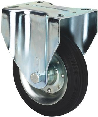 ALEX - RUEDA FIJA 17ZV100-BSR METALICO-GOMA NEGRA EJE RODILLOS