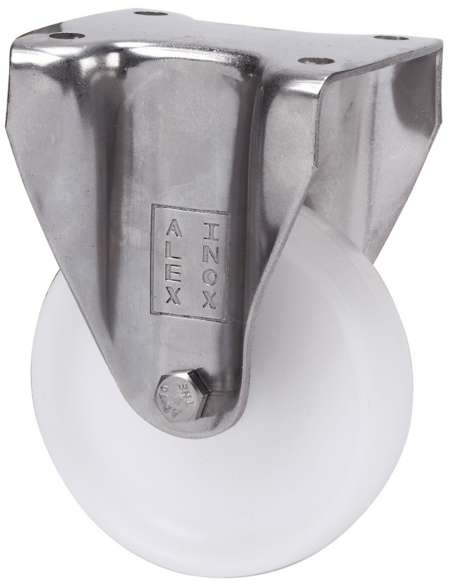ALEX - RUEDA FIJA INOX.17BHI60-BP PLASTICO BLANCO EJE LISO