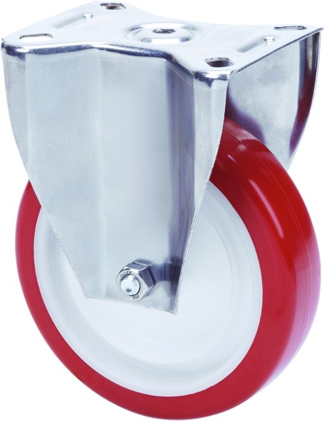 ALEX - RUEDA FIJA INOX.17ZLI100-POL POLIAMIX BLANCO-POLIUR.MARRON EJE LISO