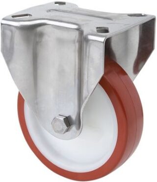 ALEX - RUEDA FIJA INOX.17ZVLI125-POL POLIAMIX BLANCO-POLIUR.MARRON EJE LISO