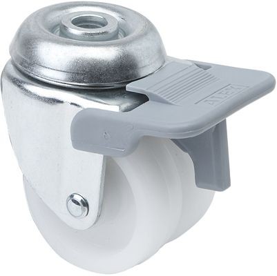 ALEX - RUEDA GIRATORIA.AGUJERO M10 FRENO 20IFNR50-I PLASTICO BLANCO(DOBLE) EJE LISO