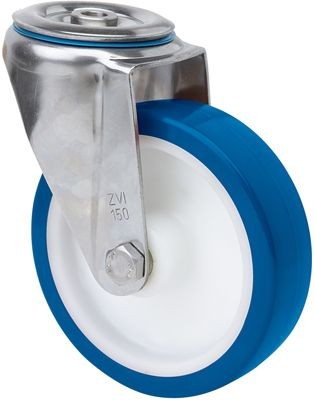 ALEX - RUEDA GIRATORIA.AGUJ.M12 INOX.20ZVLI125-POA POLIAMIX BLANCO-POLIUR.AZUL LISO