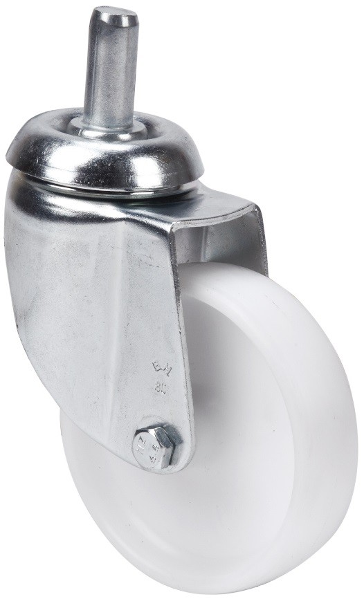 ALEX - RUEDA GIRATORIA.ESPIGA LISA M12x30 33BH60-BP PLASTICO BLANCO EJE LISO