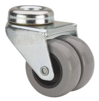 ALEX - RUEDA GIRATORIA.AGUJERO M10 410-050-4 POLIAMIX-GOMA GRIS (DOBLE) EJE LISO