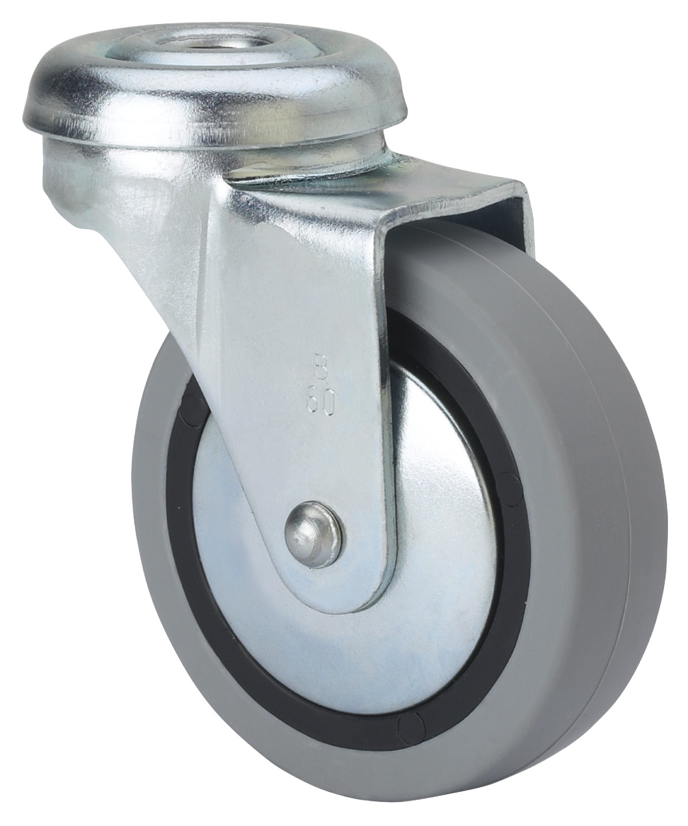 ALEX - RUEDA GIRATORIA.AGUJERO M10 601-060-4 POLIAMIX-GOMA GRIS EJE LISO