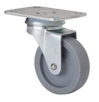 ALEX - RUEDA GIRATORIA.PLACA 10BSR50-BP PLASTICO GRIS EJE LISO
