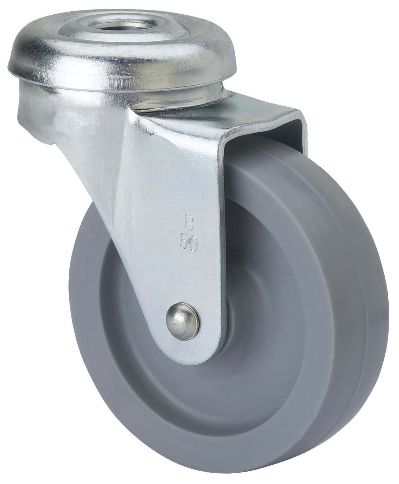 ALEX - RUEDA GIRATORIA.AGUJERO M10 21BR60-BP PLASTICO GRIS EJE LISO