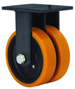 ALEX - RUEDA FIJA 17HLG150-HUB HIERRO-POLIUR.NARANJA(DOBLE) EJE BOLAS