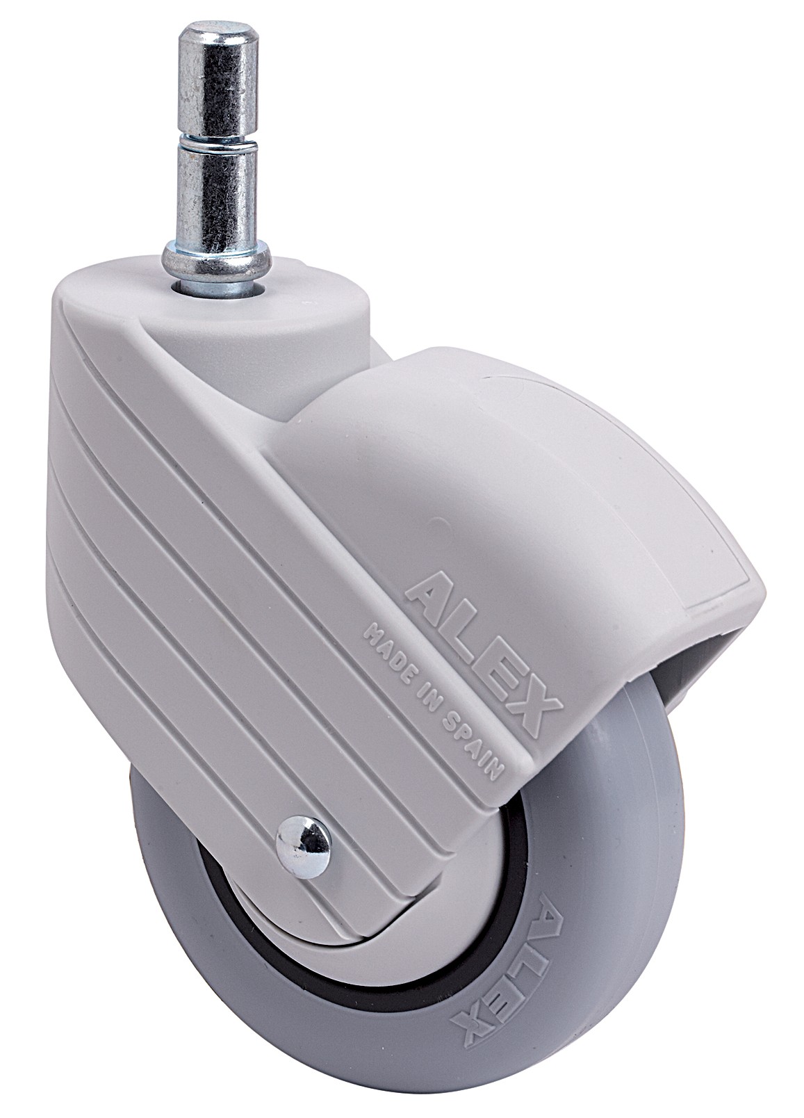 ALEX - RUEDA GIRATORIA.ESPIGA LISA M11x30 GRIS 30HP100CP-PLGI POLIAMIX-GOMA GRIS LISO