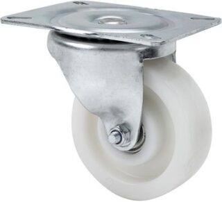 ALEX - RUEDA GIRATORIA.PLACA 10-61-50-FT NYLON BLANCO EXTRAFUERTE EJE LISO