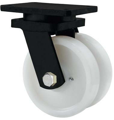 ALEX - RUEDA GIRATORIA.PLACA 10HLG150-FTB NYLON BLANCO EXTRAFUERTE (DOBLE) EJE BOLAS