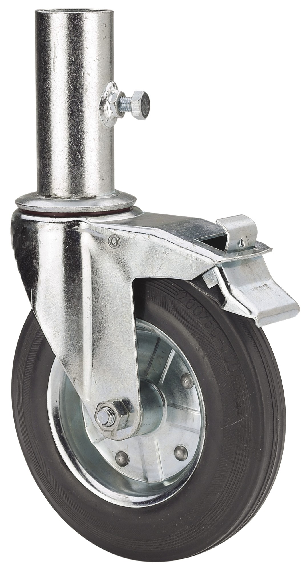 ALEX - RUEDA GIRATORIA.ANDAMIO EUR.FRENO 201-200-9 METALICO-GOMA NEGRA RODILLOS