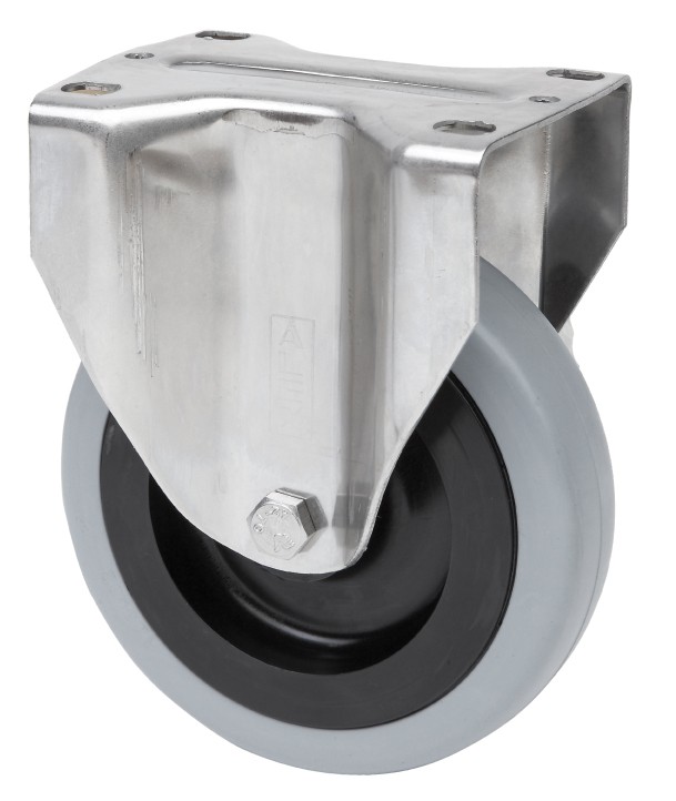 ALEX - RUEDA FIJA INOX.17ZVLI125-PGAN POLIAMIX-GOMA GRIS EJE LISO
