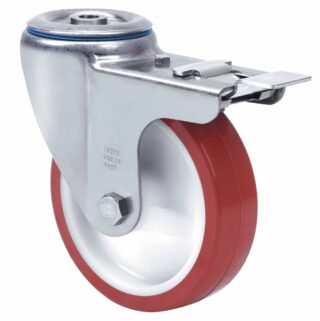 ALEX - RUEDA GIRATORIA.AGUJ.M12 FR.INOX.20ZVIFD200-POL POLIAMIX BL-POLIUR.MARRON LISO