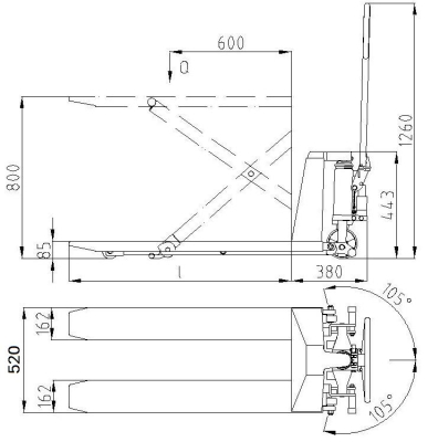 NOVODINAMICA - TRANSPALETA DE TIJERA MANUAL 1.500 KG. - Imagen 2