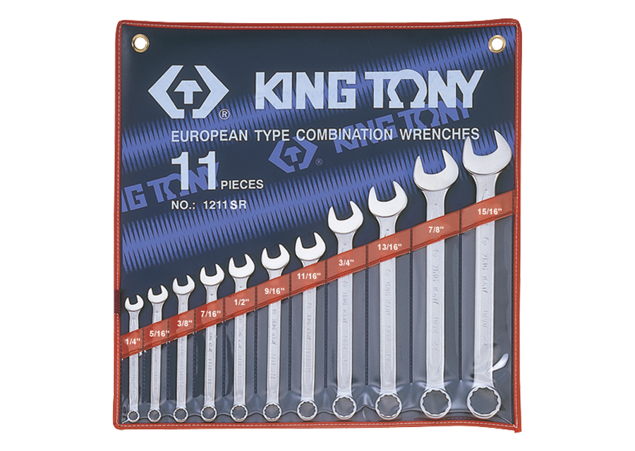 KING TONY - Estuche de Llaves combinadas 1/4"-15/16" - 11 Pzas
