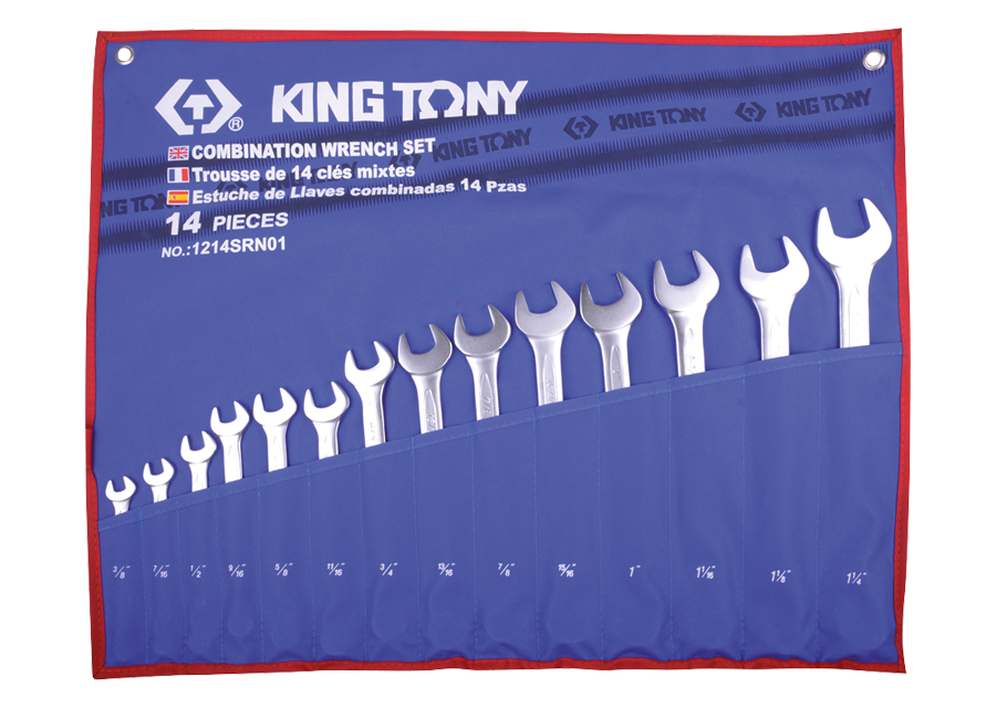 KING TONY - Estuche de Llaves Combinadas en pulgadas - 14 Pzas