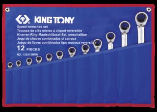 KING TONY - Juego Llaves Combinadas con Carraca Reversibles 8-24mm - 12 Pzas