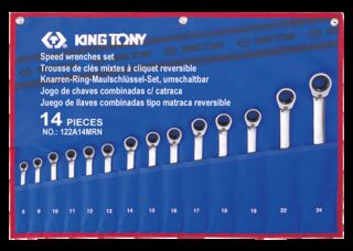 KING TONY - Estuche Llaves Combinadas con Carraca Reversibles - 14 Pzas