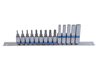 KING TONY - Juego de vasos con punta TORX 3/8" en raíl - 14 piezas